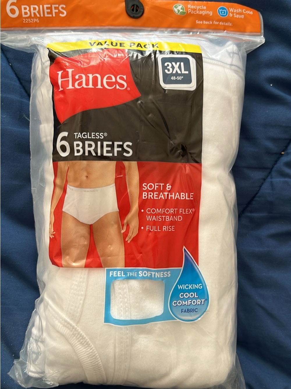 Hanes White Tagless Briefs 6-Pack - 3XL